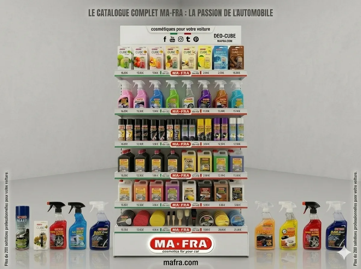 Catalogue complet des produits cosmétiques MA.FRA disponibles chez Kev Car